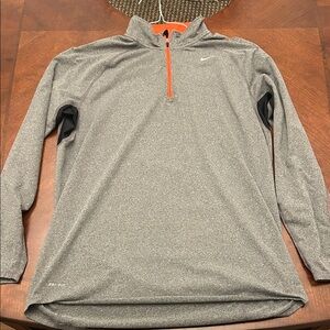 Nike Gray Quarter-Zip Pullover with Orange Trim